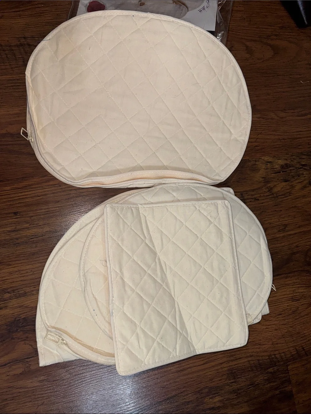 Canvas Quilted Accessory Cases - Cream (6 Piece Set) C1.B.1R